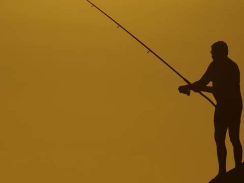 fishing sunset ocean yellow dark wallpaper background