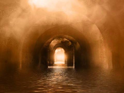 Subterranean tunnel mysterious orange dark wallpaper background phone