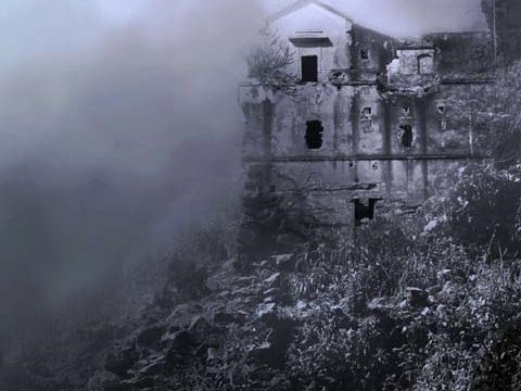 ruins grey dark foggy wallpaper background phone