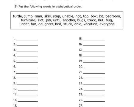 alphabetize words 2nd 3rd grade free worksheet pdf printable