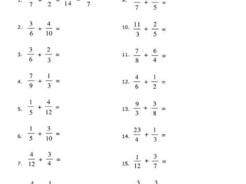 different denominators adding fractions free printable worksheet