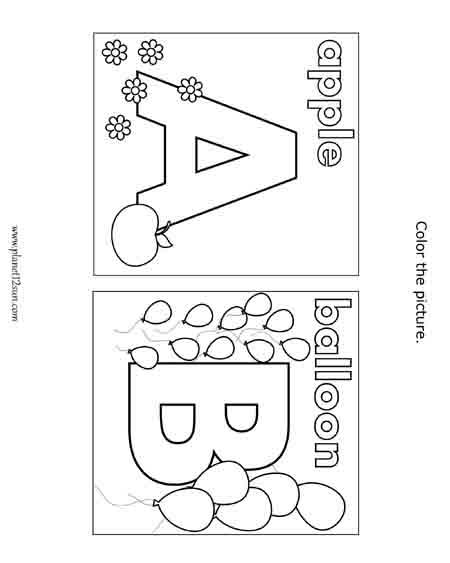 letters a b coloring free printable preschool worksheet