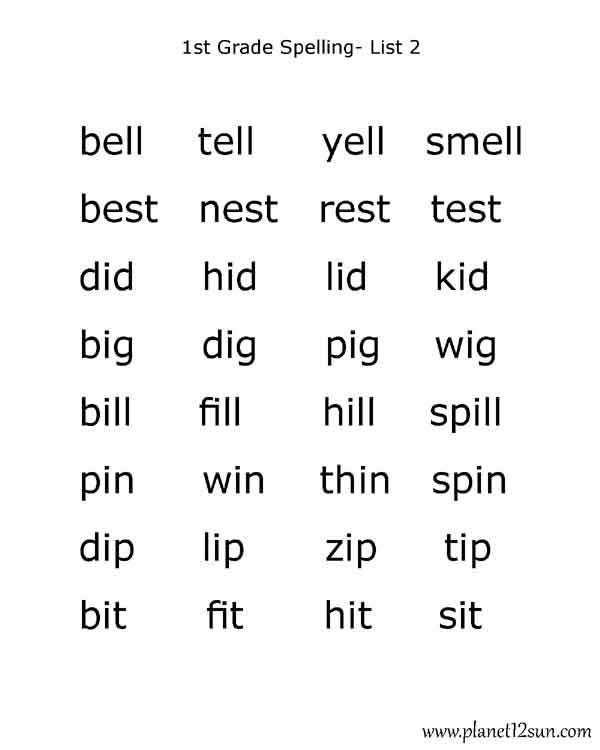 spelling words