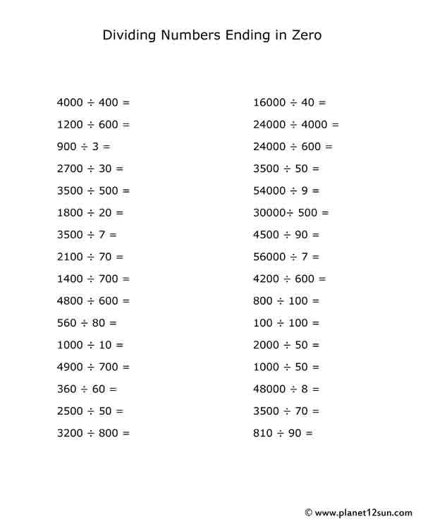 dividing numbers ending in zeros