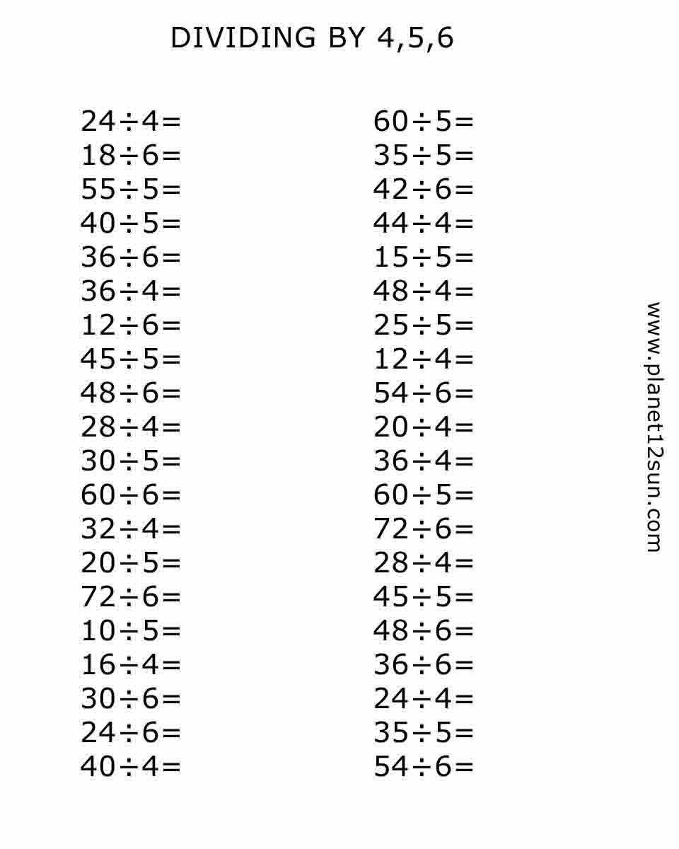 dividing by 4,5,6